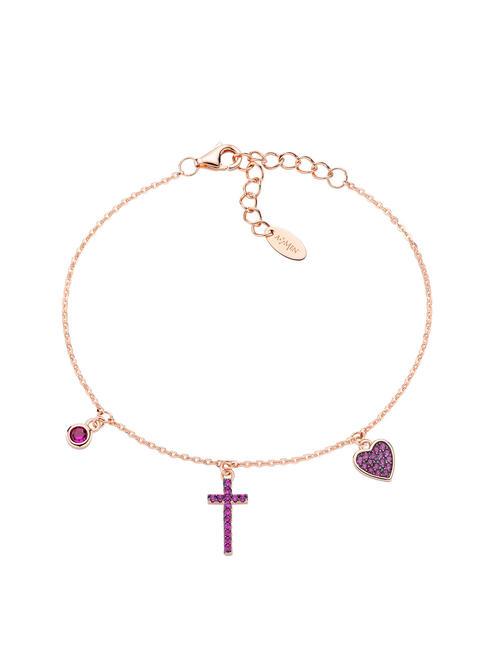 AMEN PREGA E AMA LUXURY Bransoletka ze srebrnym krzyżem róża - Bransoletki damskie
