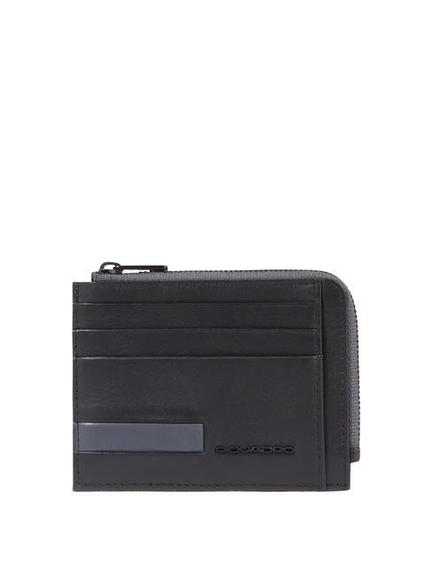 PIQUADRO PAUL Skórzany Portmonetka / Etui na Karty Czarny - Portfele męskie