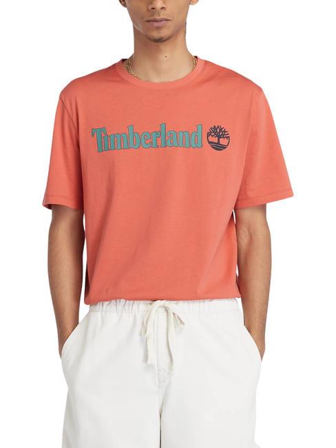 TIMBERLAND KENNEBEC RIVER LINEAR LOGO Koszulka bawełniana aplikacja spalonej sieny - Koszulki męskie