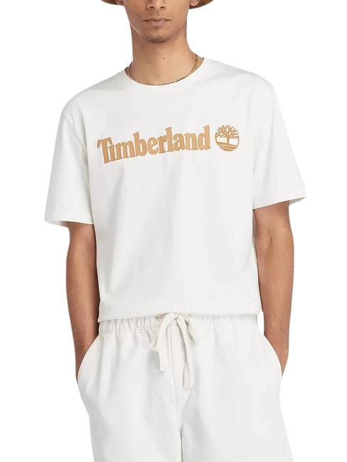 TIMBERLAND KENNEBEC RIVER LINEAR LOGO Koszulka bawełniana biały vintage - Koszulki męskie