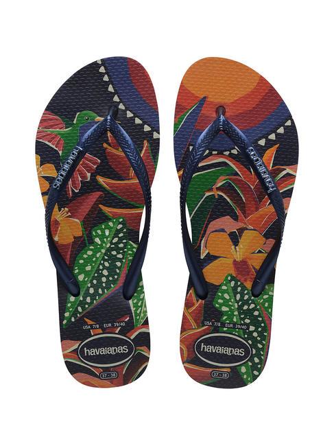 HAVAIANAS  Klapki SLIM TROPICAL GRANATOWY/NIEBIESKI/GRANATOWY - Buty damskie