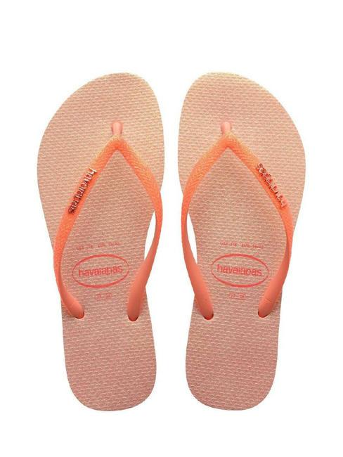 HAVAIANAS SLIM GLITTER IRIDESCENT Klapki brzoskwiniowa róża - Buty damskie