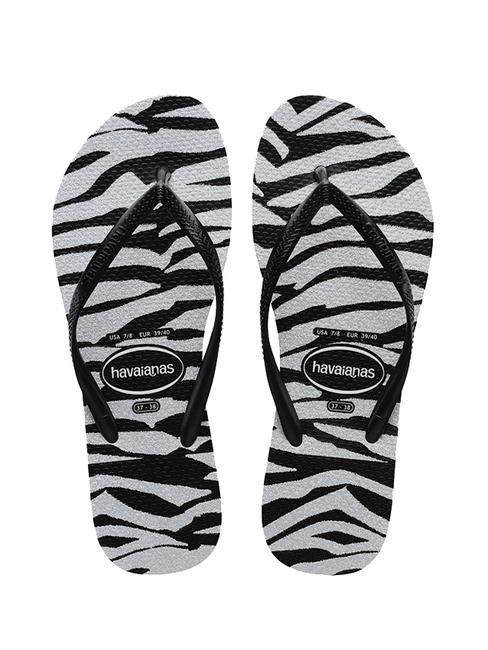 HAVAIANAS SLIM ANIMALS GLITTER Klapki CZARNY - Buty damskie