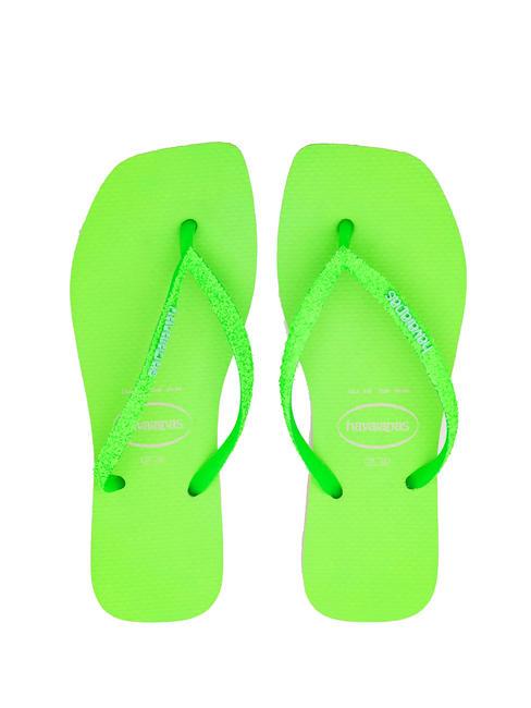 HAVAIANAS SQUARE GLITTER NEON Klapki beżowy/zielony - Buty damskie