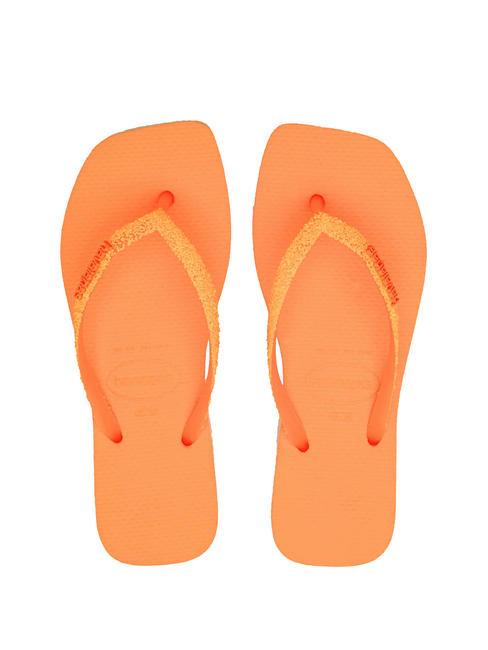 HAVAIANAS SQUARE GLITTER NEON Klapki beżowy/pomarańczowy - Buty damskie