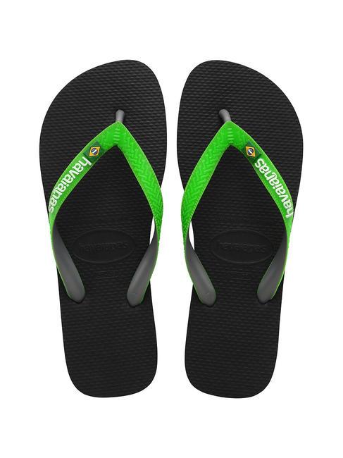 HAVAIANAS BRASIL MIX Klapki czarny/limonkowy - Buty uniseks