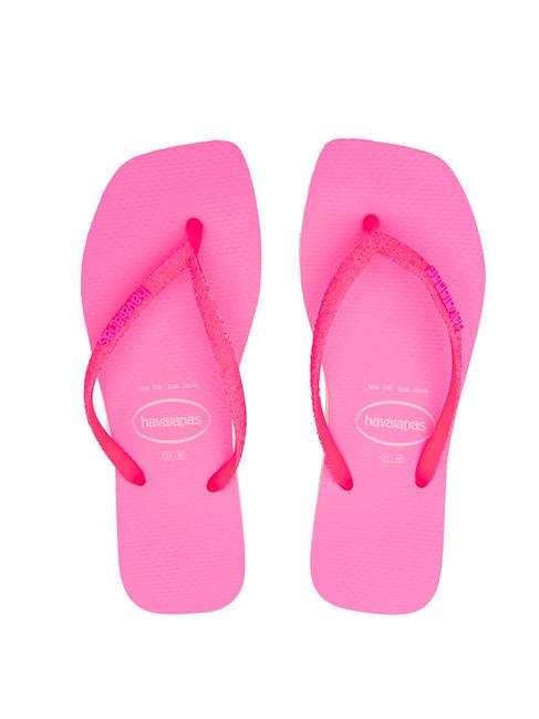 HAVAIANAS SQUARE GLITTER NEON Klapki beżowy/różowy/różowy - Buty damskie