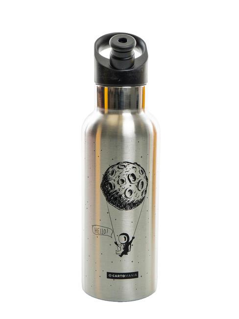 CARTOMANIA GIFT&DECOR Butelka na wodę z zakrętką słomkową 500 ml srebrny - Butelki termiczne na wodę