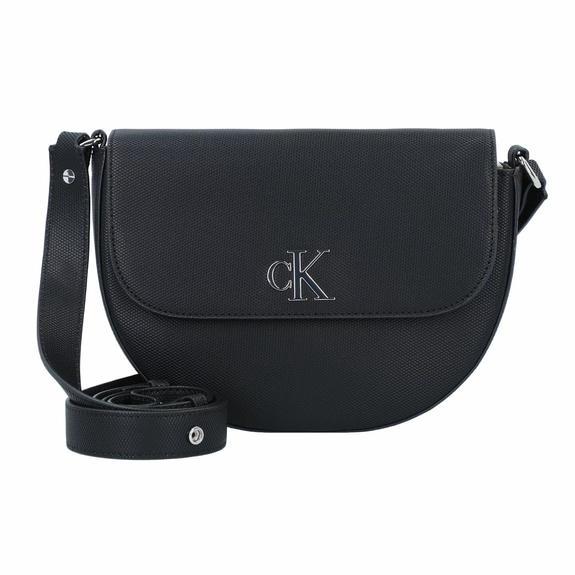 CALVIN KLEIN MINIMAL MONOGRAM Torba siodłowa z paskiem na ramię Czarny PVH - Torby damskie