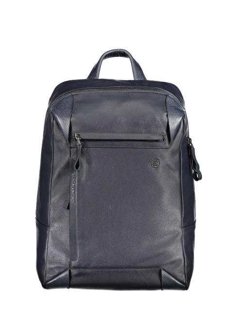PIQUADRO PAN Plecak skórzany na laptopa 15" niebieski - Plecaki na laptopa do pracy
