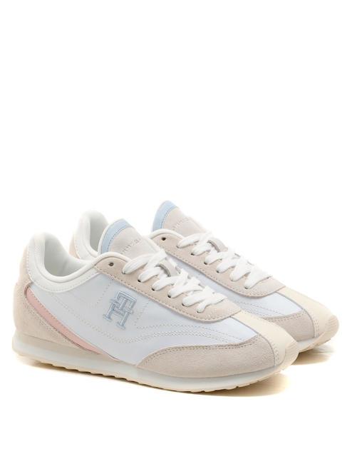 TOMMY HILFIGER HERITAGE RUNNER Trampki ze skóry zamszowej biały/różowy kaprys - Buty damskie