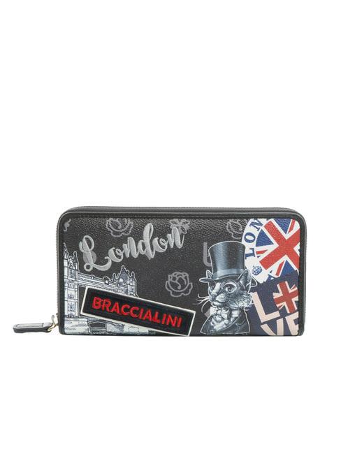 BRACCIALINI CARTOLINE LONDON Duży portfel zapinany na zamek wielo - Portfele damskie