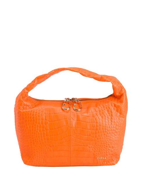 FURLA GINGER Mała torebka ze skóry kokosowej fluorescencyjny pomarańczowy - Torby damskie