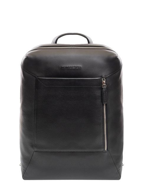 MOMO DESIGN SQUARED Plecak skórzany na laptopa 15" czarny - Plecaki na laptopa do pracy