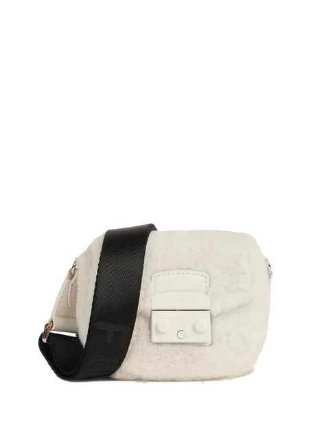 FURLA METROPOLIS Mała torba na ramię biała bawełna + czarny - Torby damskie