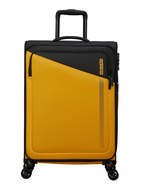 AMERICAN TOURISTER DARING DASH Średni wózek rozszerzalny czarny/żółty - Wózki półsztywne