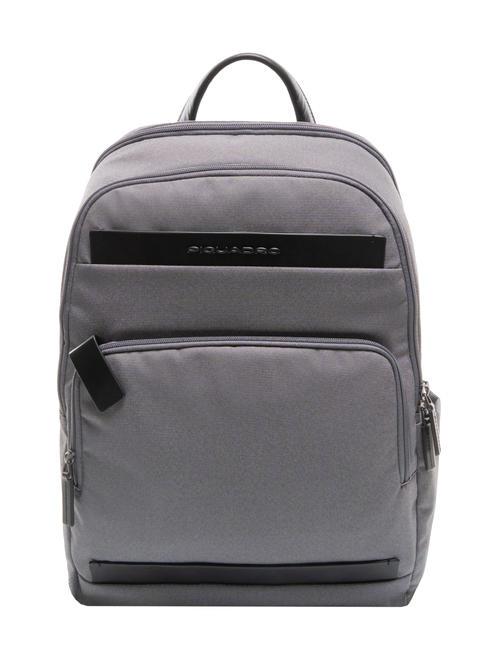 PIQUADRO KLOUT Plecak ze skóry i materiału, uchwyt na laptopa 15,6" szary2 - Plecaki na laptopa do pracy
