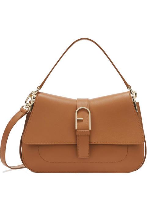 FURLA FLOW M Torebka skórzana brandy - Torby damskie
