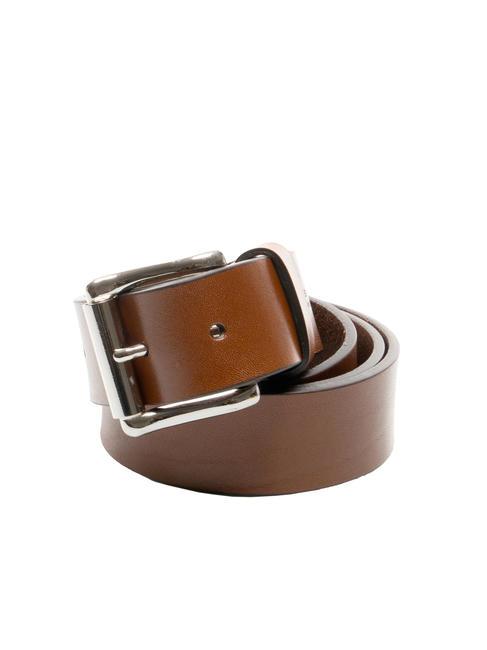 THE BRIDGE SQUARED BUCKLE Pasek skórzany, skracany brązowy 14/ruten pallad - Paski