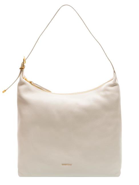 COCCINELLE GLEEN Torba typu hobo ze skóry młotkowanej mleko kokosowe - Torby damskie
