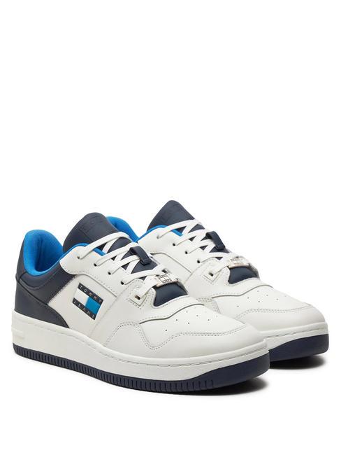 TOMMY HILFIGER TOMMY JEANS BASKET LEATHER Skórzane trampki ciemna noc granatowa - Buty męskie