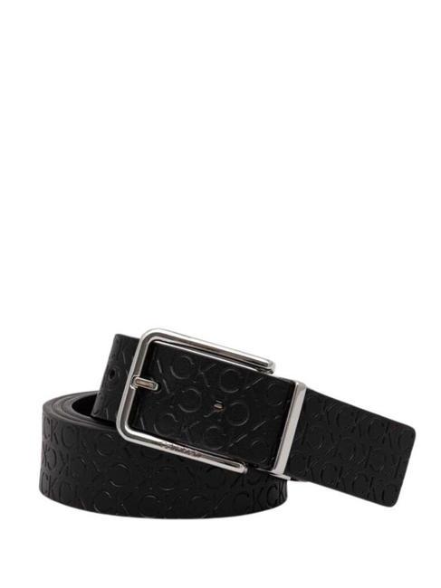 CALVIN KLEIN CLASSIC ROUND  Dwustronny pasek skórzany sezonowy mono czarny/czarny - Paski