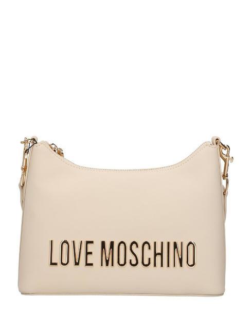 LOVE MOSCHINO GOLD LETTERING Torba na ramię kość słoniowa - Torby damskie