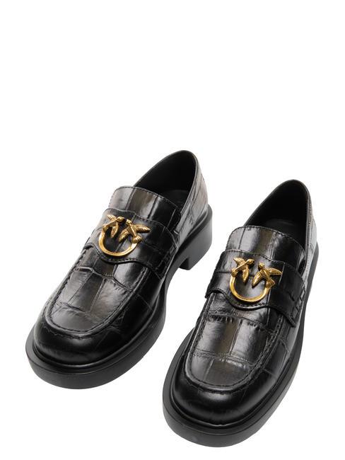 PINKO TINA Mokasyny skórzane czarna limuzyna - Buty damskie