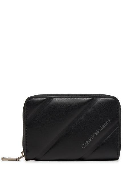 CALVIN KLEIN LINE QUILT Mały portfel zapinany na zamek Czarny PVH - Portfele damskie