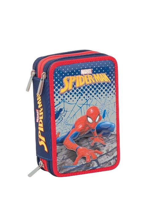 SPIDERMAN WEBBED WONDER Piórnik z kompletnym wyposażeniem szkolnym niebiesko-głęboki - Piórniki i akcesoria