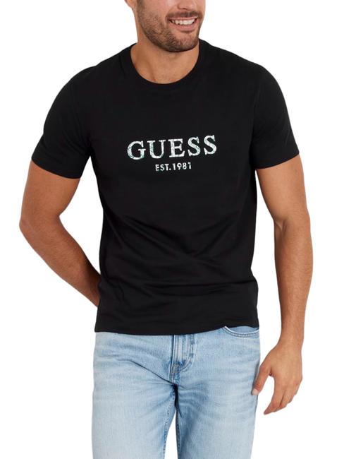 GUESS SS CN IRIDESCENT Koszulka z elastycznej bawełny odrzutowiec - Koszulki męskie