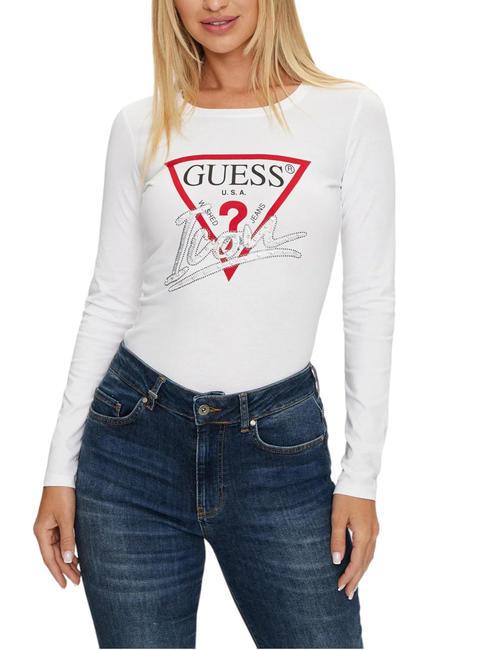 GUESS ICON Koszulka bawełniana czysto biały - Koszulki i topy damskie
