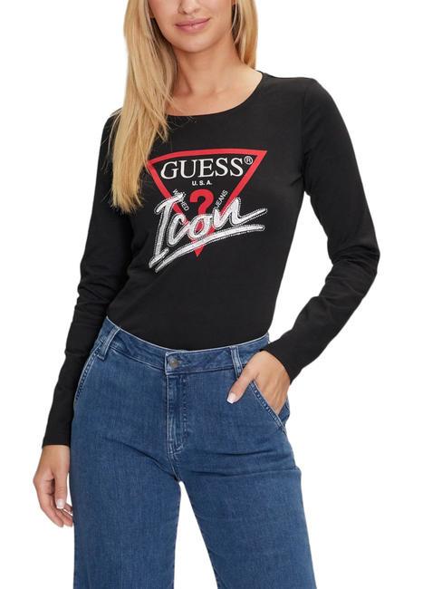 GUESS ICON Koszulka bawełniana odrzutowiec - Koszulki i topy damskie
