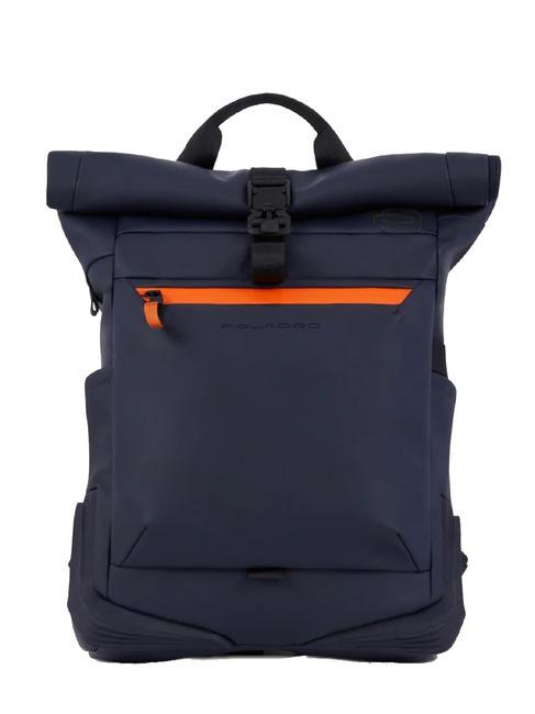 PIQUADRO CORNER SPECIALE GOMMATO Plecak z rolowaną górą na laptopa 15,6" niebieski - Plecaki na laptopa do pracy