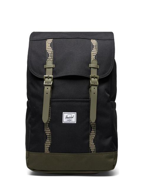HERSCHEL RETREAT Plecak na laptopa 15,6" czarny/bluszczowo-zielony - Plecaki szkolne i rekreacyjne