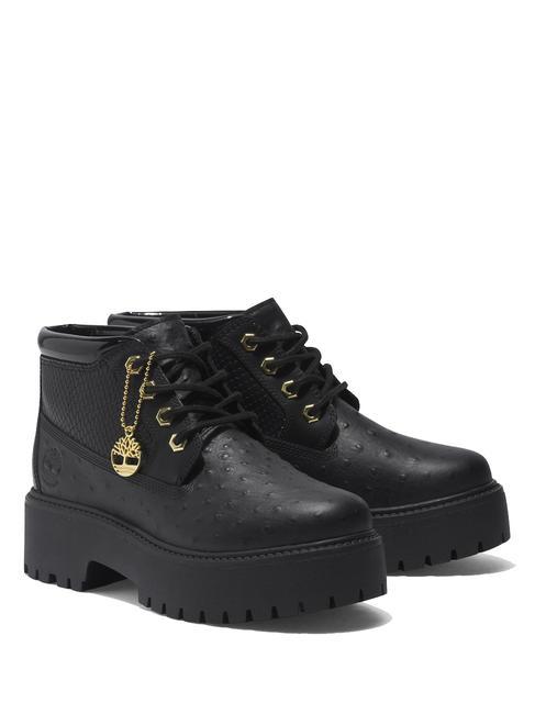 TIMBERLAND STONE STREET Skórzane botki CZARNY ODRZUT - Buty damskie