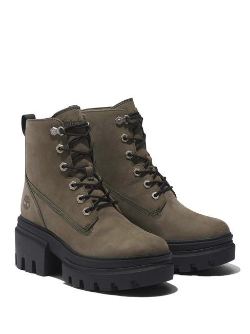 TIMBERLAND EVERLEIGH  Skórzane botki głęboka zieleń porostów - Buty damskie