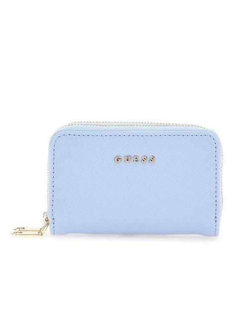GUESS DOUBLE ZIP Portfel z nadrukiem Saffiano NIEBO - Portfele damskie