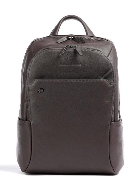 PIQUADRO BLACK SQUARE Skórzany plecak na laptopa 14" ciemny - Plecaki na laptopa do pracy