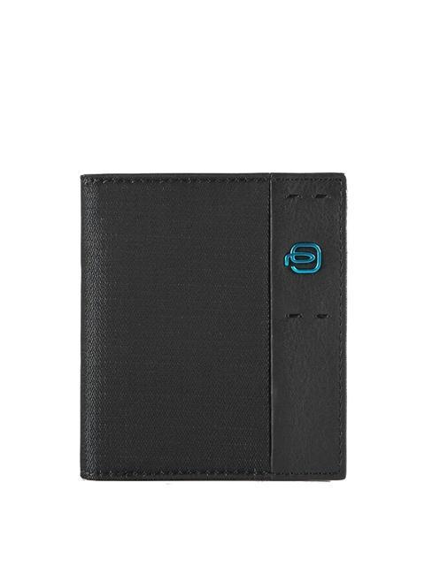 PIQUADRO P16 Etui na karty ze skóry i materiału czarny szewron - Portfele męskie
