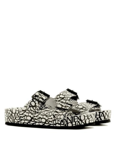 ARMANI EXCHANGE LOGO ALL OVER Sandały ecru+czarny - Buty damskie