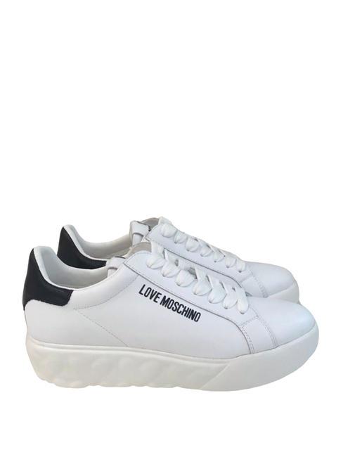 LOVE MOSCHINO HEART 45  Skórzane trampki czarno/biały - Buty damskie