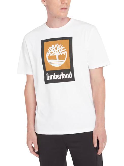 TIMBERLAND STACK LOGO Koszulka bawełniana biały - Koszulki męskie