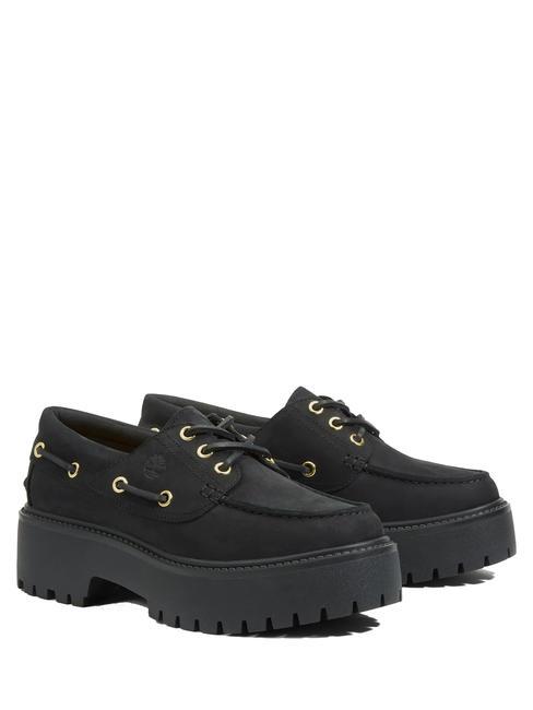 TIMBERLAND BOAT Skórzane buty żeglarskie CZARNY - Buty damskie