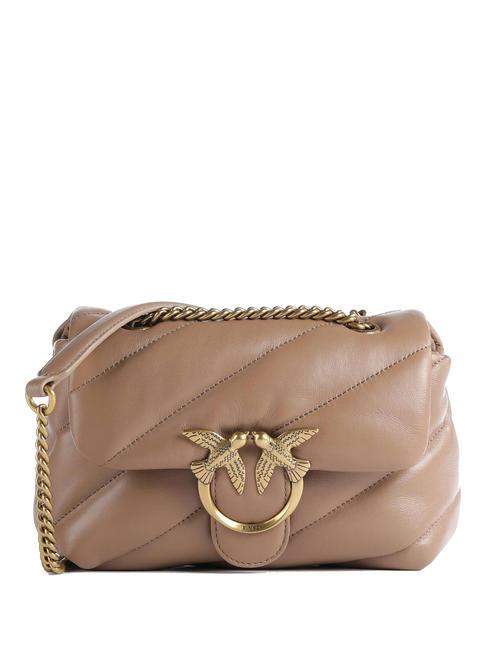 PINKO MINI LOVE BAG Torba ze skóry nappa biszkopt imbirowy-antyczne złoto - Torby damskie