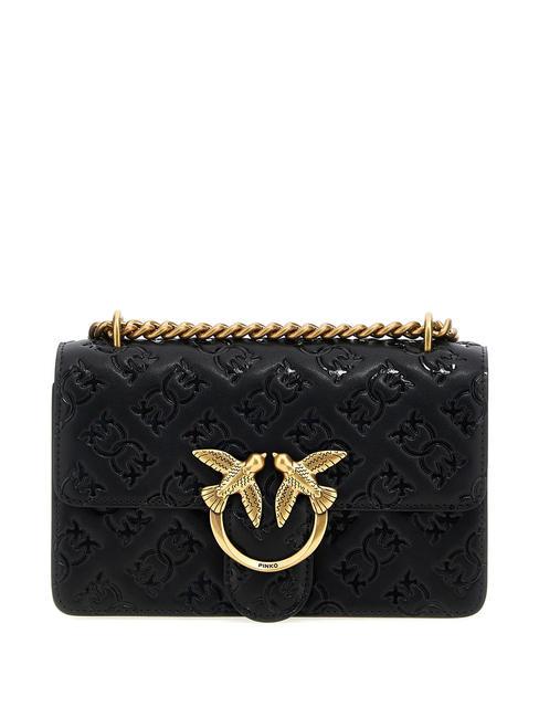 PINKO LOVE ONE MINI Mała torebka na ramię / torba crossbody czarno-antyczne złoto - Torby damskie