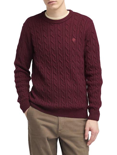 TIMBERLAND P-B LAMBWOOL Sweter z okrągłym dekoltem z mieszanki wełny wrzos kordowy - Koszulki męskie