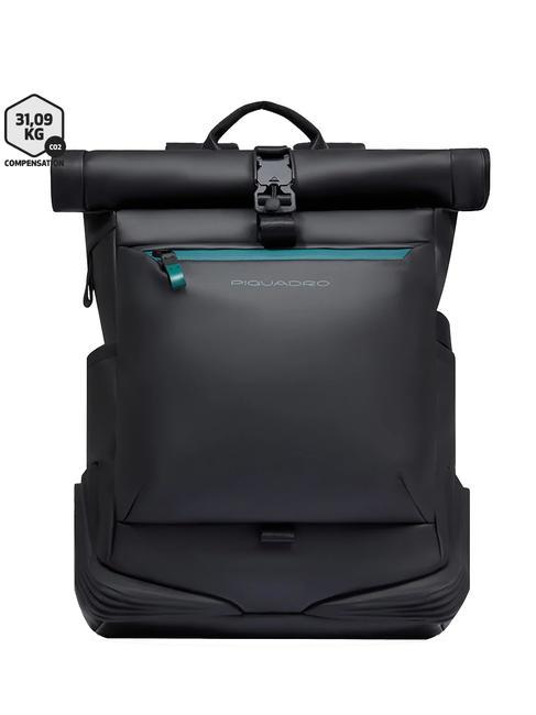 PIQUADRO CORNER SPECIALE GOMMATO Plecak z rolowaną górą na laptopa 15,6" Czarny - Plecaki na laptopa do pracy