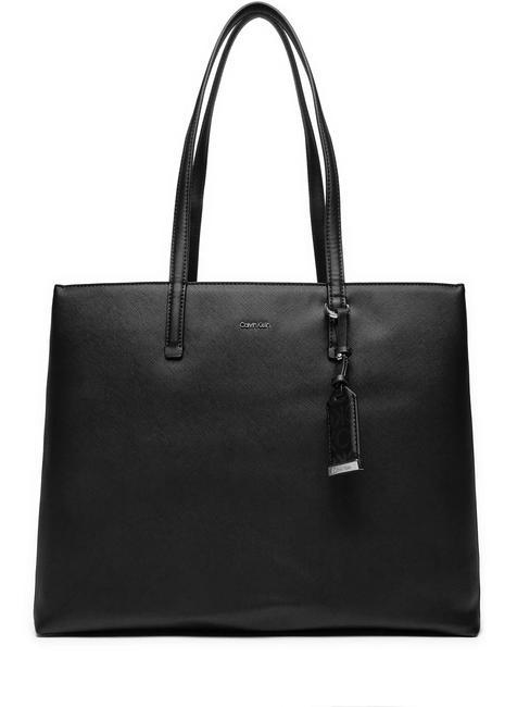 CALVIN KLEIN MUST Kupujący na ramieniu czarny monogram pu - Torby damskie