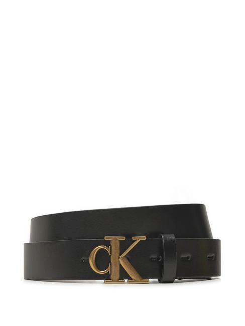 CALVIN KLEIN CK JEANS MONOGRAM  Pasek skórzany Czarny PVH - Paski